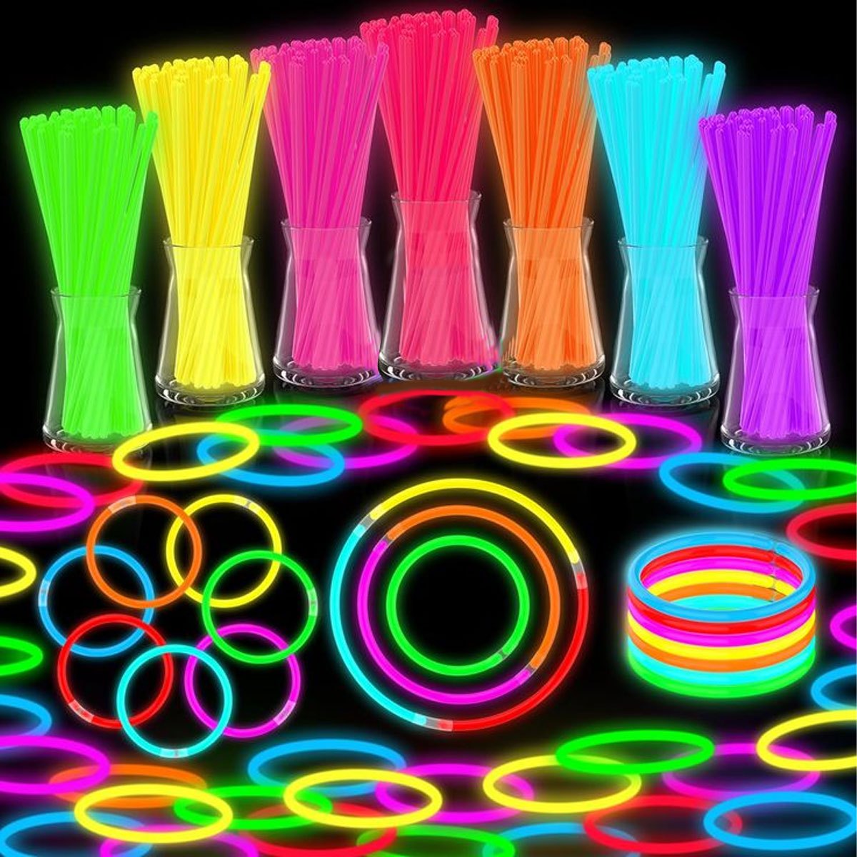 Glow In The Dark Party Glasses - مجموعة عصي الإضاءة المضيئة 15/35 قطعة