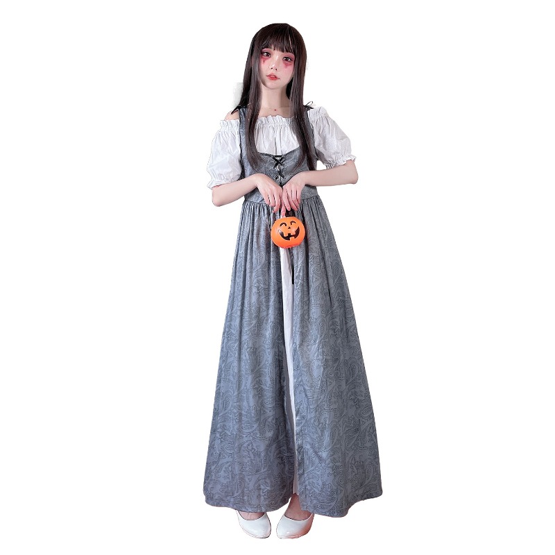 Medieval Renaissance Dress Women - فستان طويل بتصميم عصر النهضة، بدون