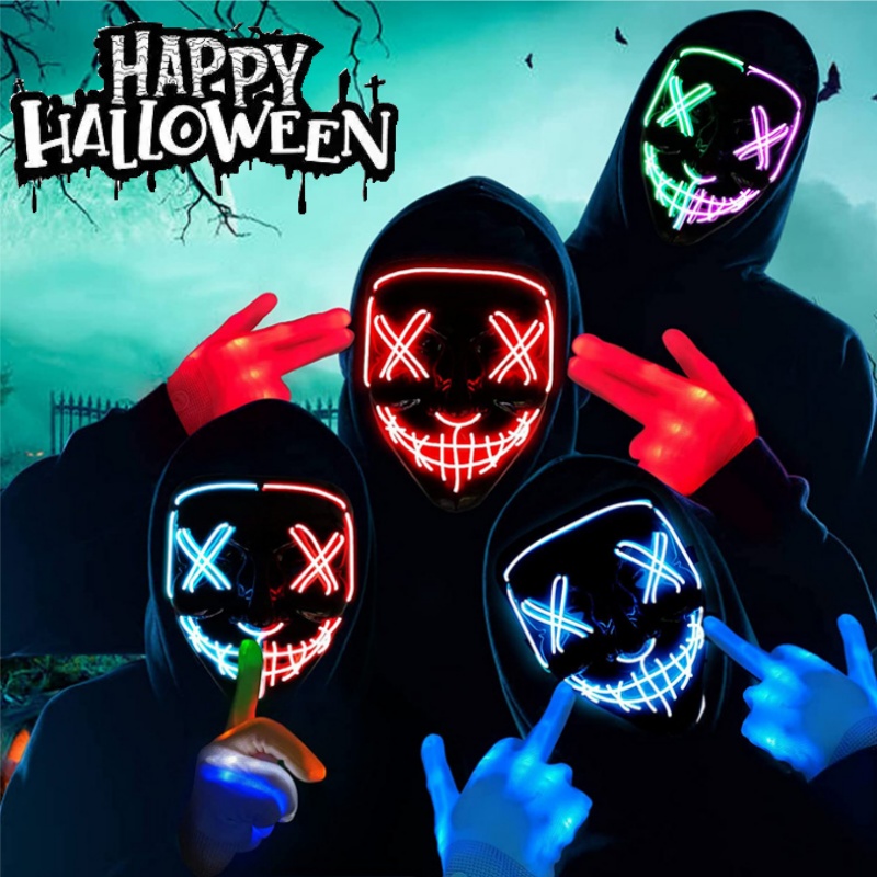 قناع تنكري للهالوين المخيف يضي - مراجعة Led Purge Mask Halloween وسعره