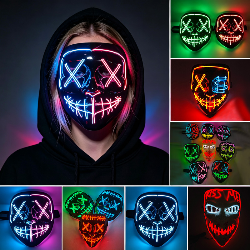 قناع هالوين مضيء بتقنية LED قا - مراجعة Led Purge Mask Halloween وسعره