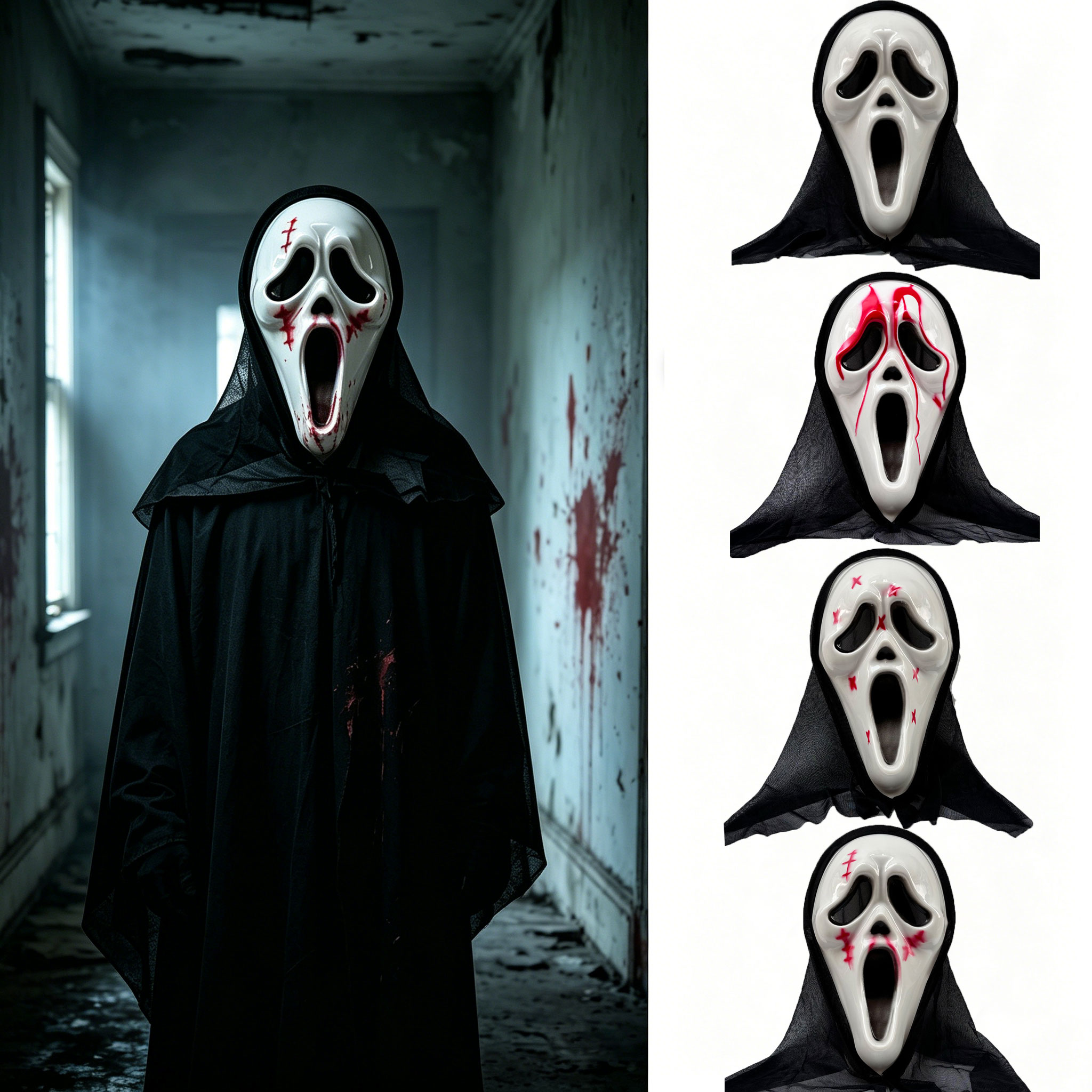 قناع رعب شبحي بغطاء شبكي أسود  - مراجعة Led Purge Mask Halloween وسعره