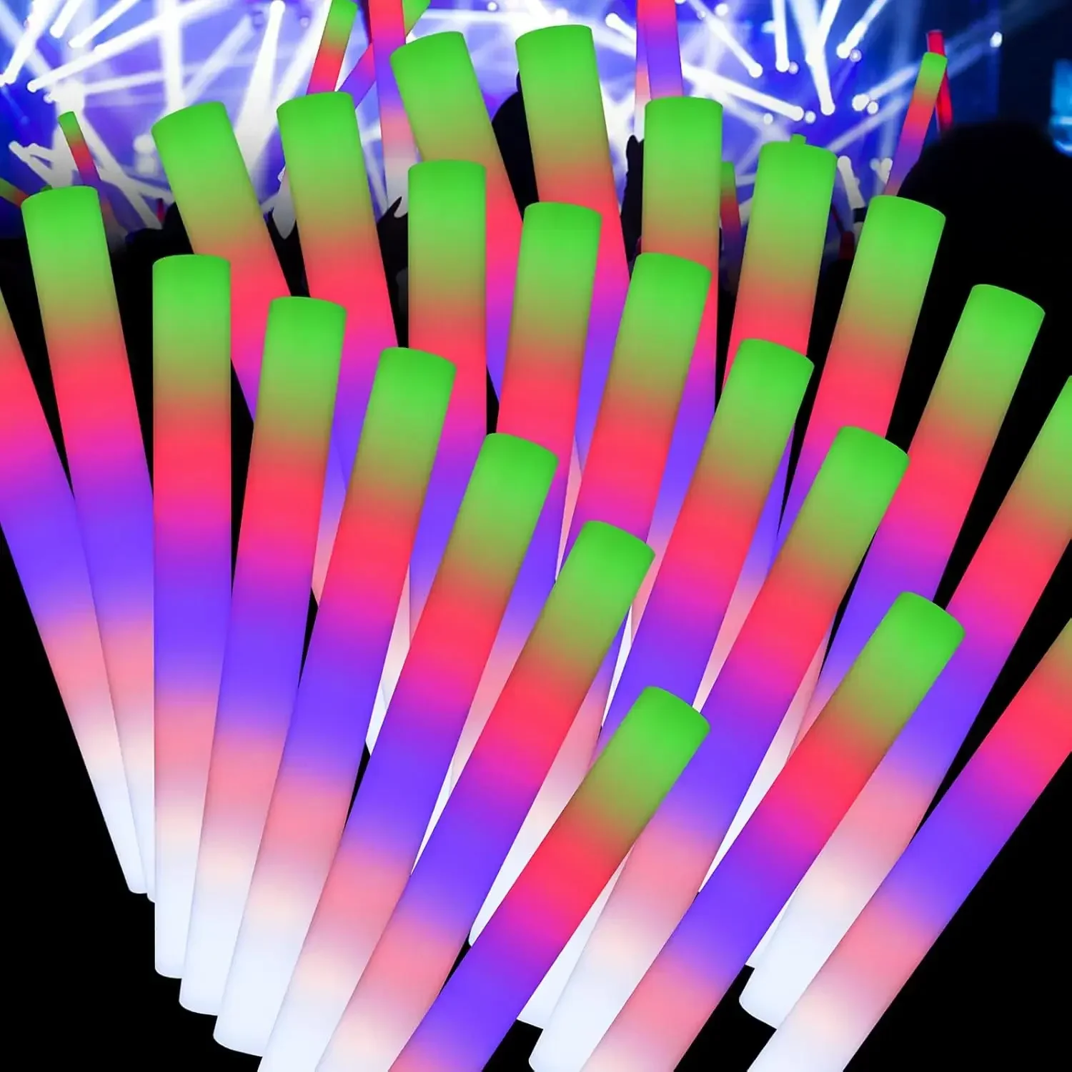 2Z-50 قطعة من عصي الإضاءة الرغ - مراجعة Flashing Led Foam Sticks Party وسعره